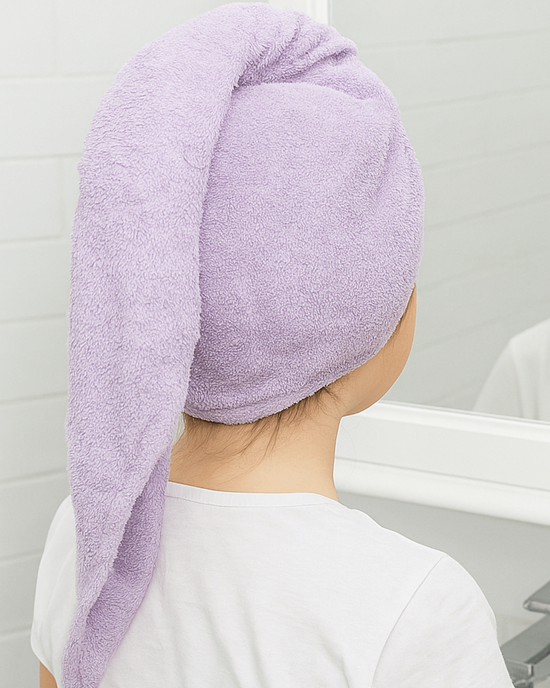 Soft absorbent hair towel wrap designed for fast hair drying and reduced frizz, lightweight and secure for everyday use.