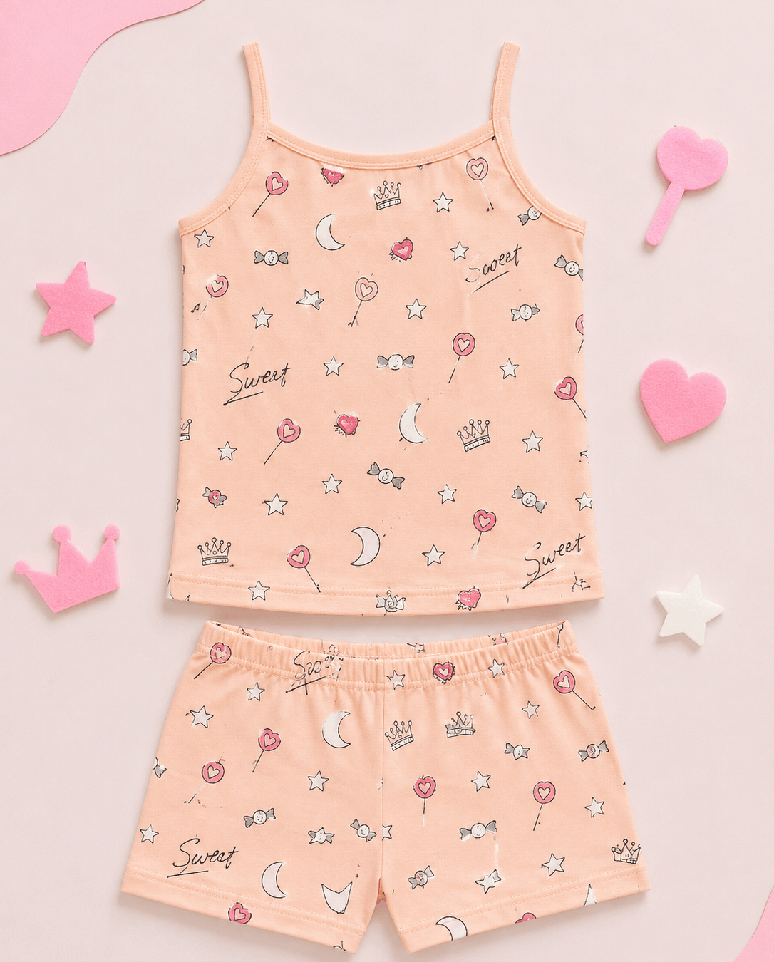 Pink moon underwear girls set