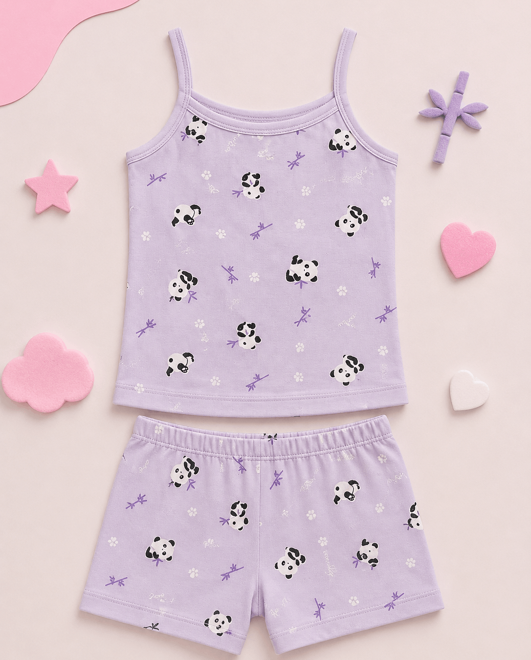 Lilac panda underwear girls set