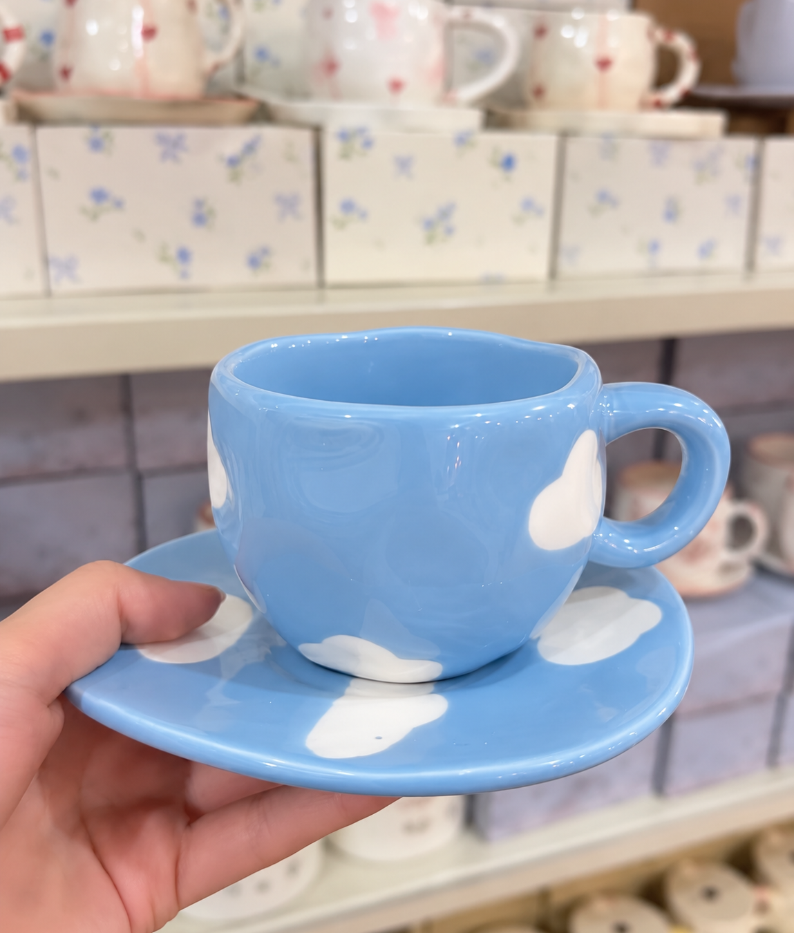 Cloudy Ceramic Cup & Saucer Set